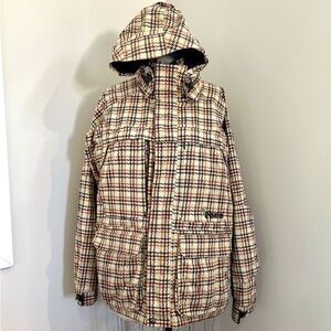 VTG 00s Y2K Burton Snowboarding Jacket Ronin Insulated Plaid Houndstooth RARE S